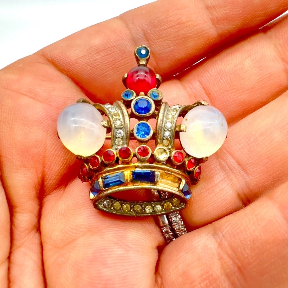 Vintage Trifari Jelly Belly Crown Pin Brooch Sterling Silver Alfred Filippe - Picture 12 of 16